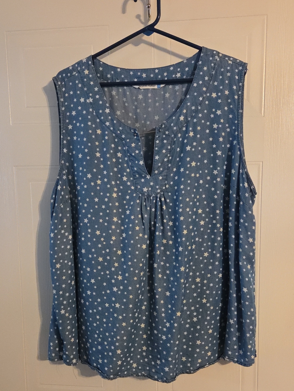 Blue Star Print Sleeveless Tank Top